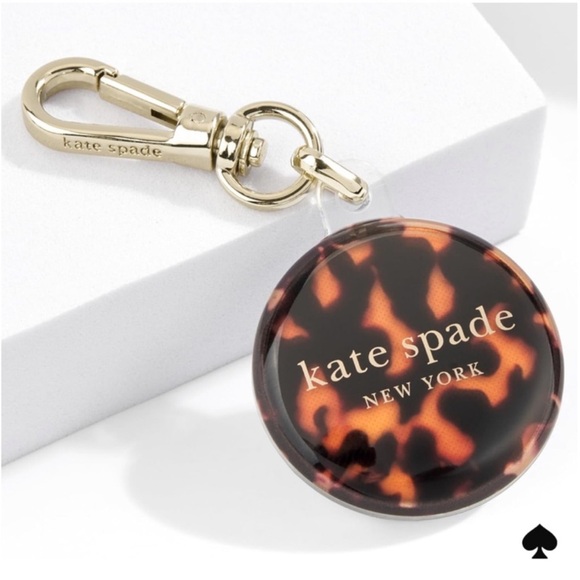 kate spade Accessories - Kate Spade AirTag Holder/Keychain Tortoiseshell with Gold Ring Clip NIB
